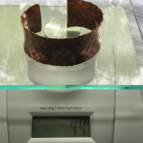 Sterling silver,Rose gold woven cuff bracelet. - Picture 6 of 7